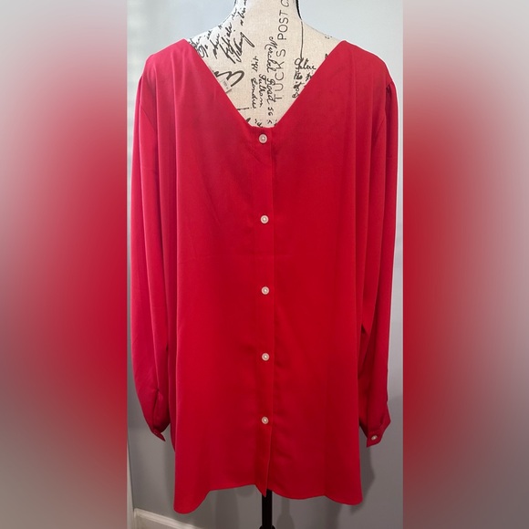 ❤️ Women’s Red Long Sleeve Blouse - Size 18 ❤️ - Picture 4 of 6